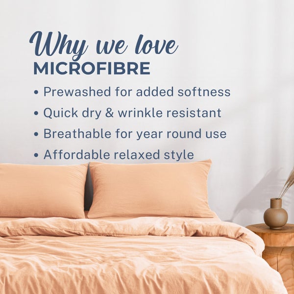 Dreamaker Washed Microfibre Duvet Cover Set Peach Double Bed Carousel 2