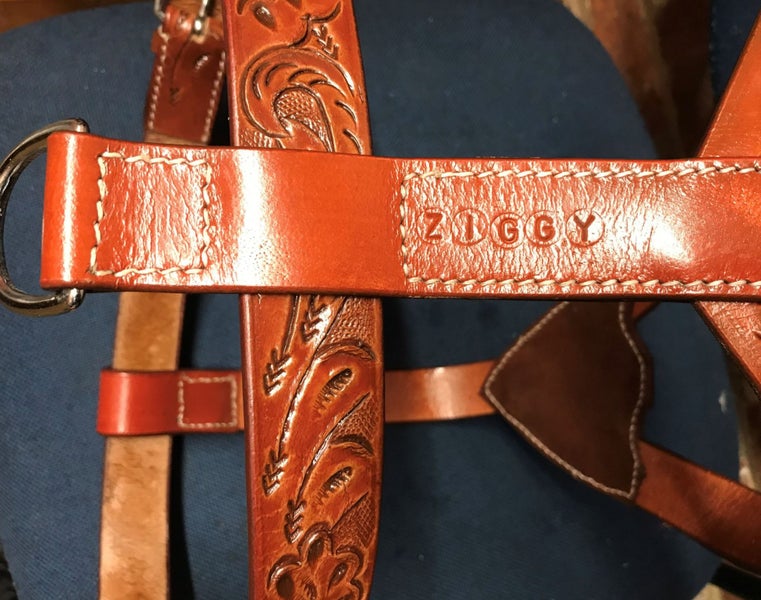 DOG WALKING HARNESS GENUINE REAL LEATHER EMBOSSED Carousel 9