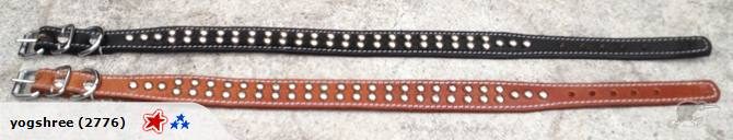 DOG COLLAR REAL LEATHER WITH HALF MOON STUDD XMEDIUM & LARGE - FREE SHIPPING Carousel 5