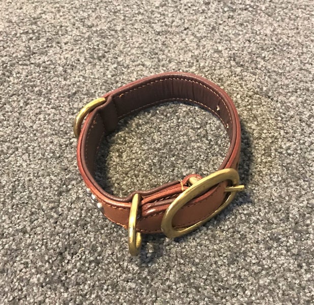 DOG COLLAR REAL LEATHER GOLD/SILVER STUDS Med/Sml Carousel 2