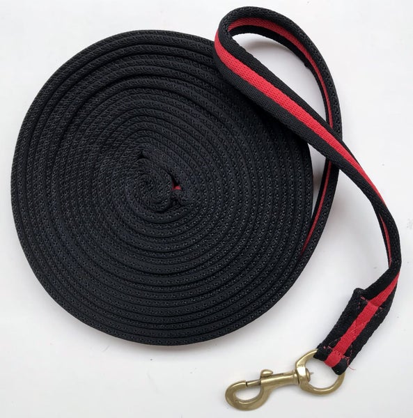 HORSE LUNGING LEAD CUSHION WEAVED 9mtrs with SOLID BRASS CLIP Carousel 1