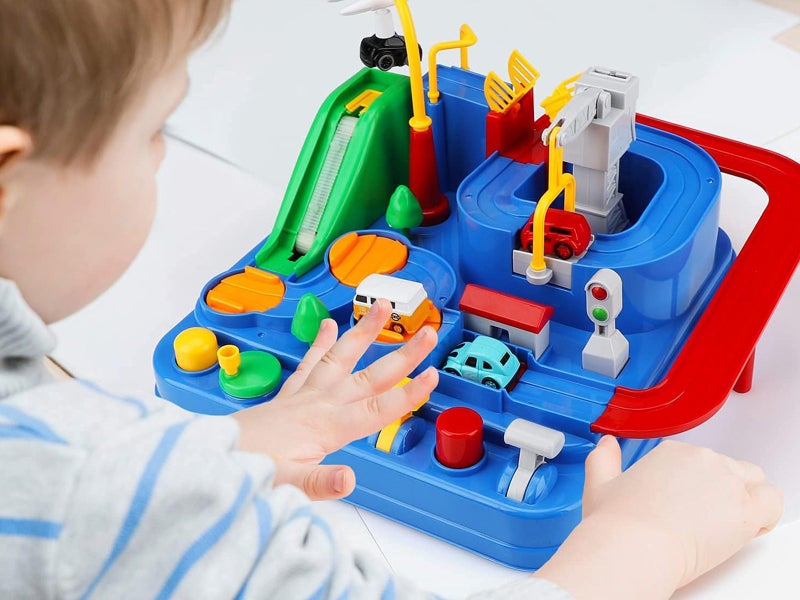 TEMI Kids Race Track Toys with 4 Mini Cars Puzzle Rail Car Adventure Playset Carousel 2