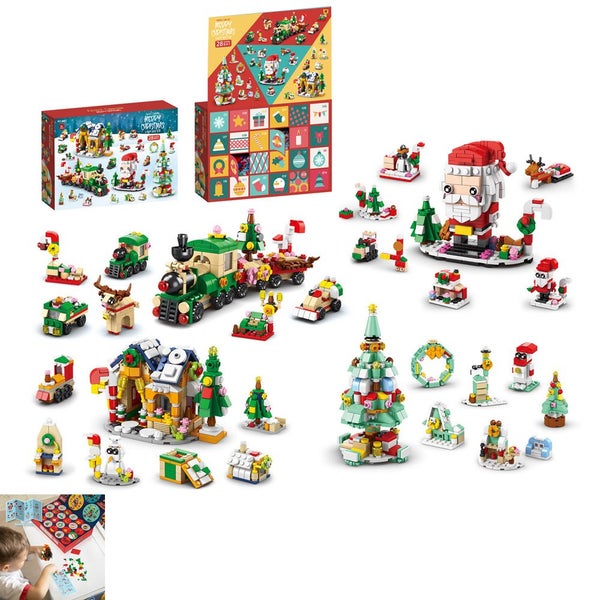 Toy Christmas Advent Calendar Christmas Tree Santa Party Favors Building Block B Carousel 1