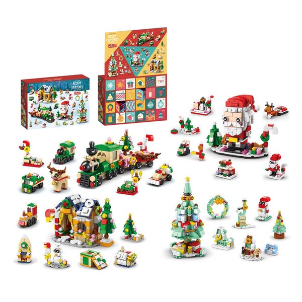 Toy Christmas Advent Calendar Christmas Tree Santa Party Favors Building Block B Carousel 2
