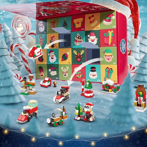 Toy Christmas Advent Calendar Christmas Tree Santa Party Favors Building Block B Carousel 4