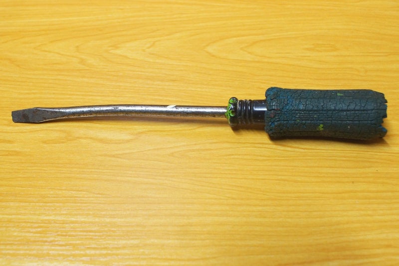 Vintage Slotted Screwdriver. A blue Rubber type Handle. Removeable Handle. Carousel 1