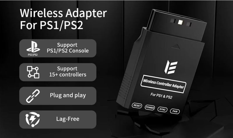 Blue retro Wireless Adapter For PS1 /PS2 Console from PS4/ PS5/Switch Controller Carousel 1