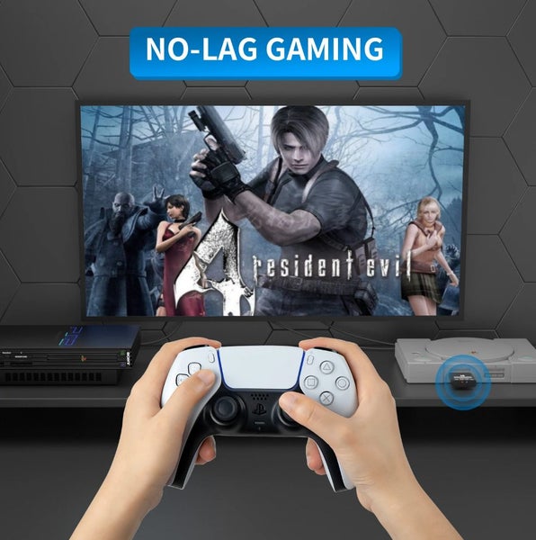 Blue retro Wireless Adapter For PS1 /PS2 Console from PS4/ PS5/Switch Controller Carousel 8