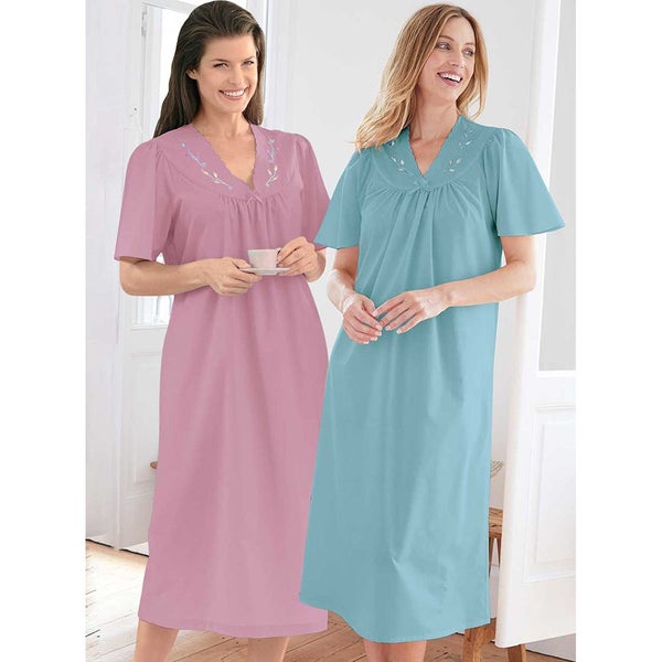 2 Pack Embroidered Nighties - Size 8 - Rosetta/Aqua629347185799691120