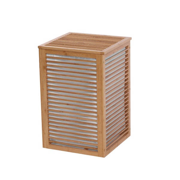 Sherwood Home Foldable Bamboo Laundry with Lid - Large - 38.8x38.8x58cm Carousel 1