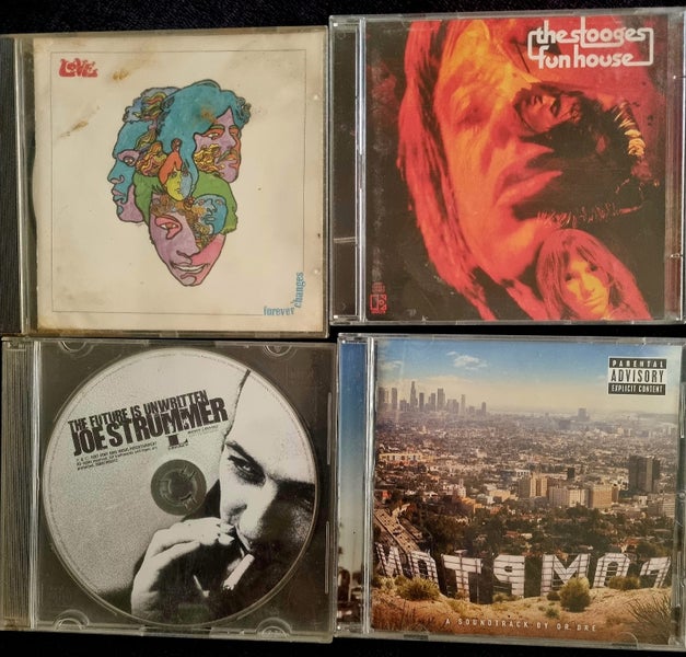 CDs, Stooges, Love, Joe Strummer, Dr Dre Carousel 1
