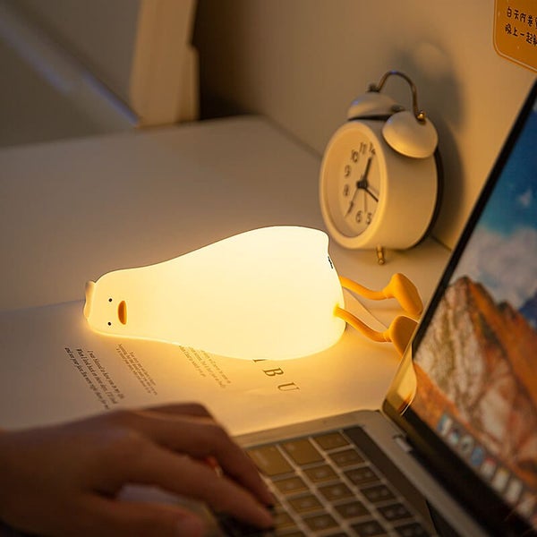 Lying Flat Duck Night Light LED Squishy Duck Lamp Silicone Touch Light Lamp Carousel 12