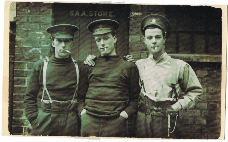 PRIVATES RAPER, CROCKET & BECKHAM - B SQUAD 1st LIFE GUARDS 1915. Carousel 1