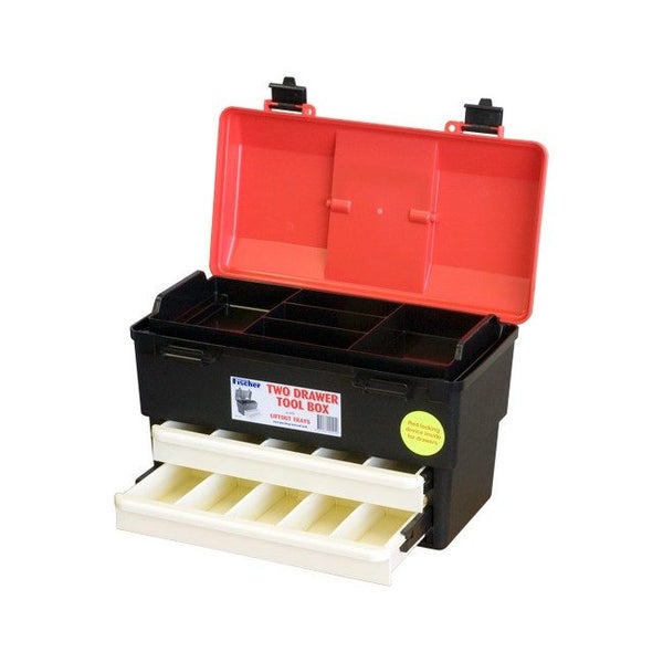 1H127 Large 2 Drawer Tool Box With Internal Lock Fischer Plastic Carousel 1