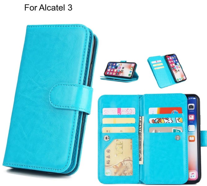 Alcatel 3 Case triple wallet leather case 9 card slots Carousel 1