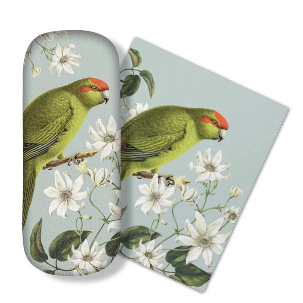 Glasses Case and Lens Cloth Set - Birds & Botanicals Kakariki Carousel 1