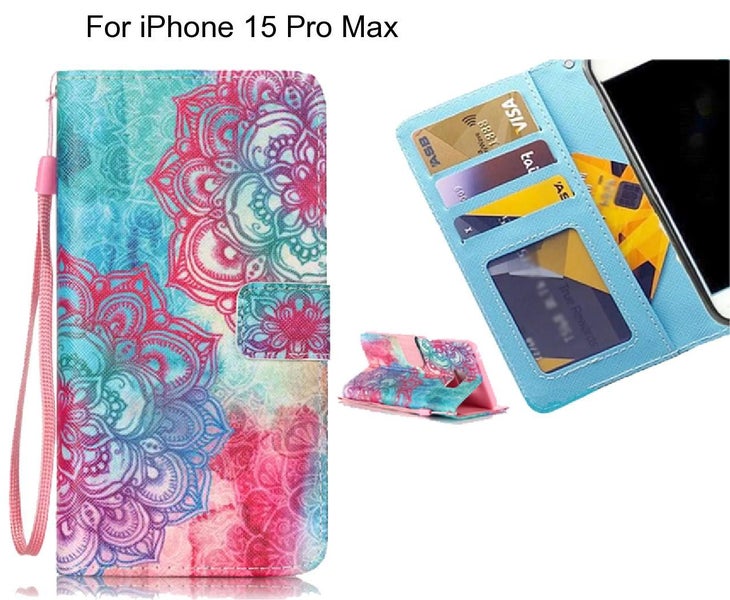 iPhone 15 Pro Max case 3 card leather wallet case printed ID Carousel 1