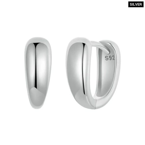 Womens 925 Sterling Silver Office Style Simple Huggie Ear Buckles Gold Plated... Carousel 1