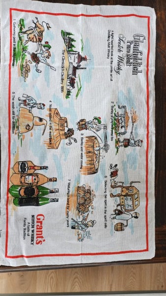 ~" Glenfiddich Pure Malt Scotch Whiskey Linen Vintage Tea Towel ~ Carousel 1