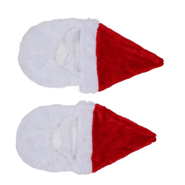 santa hat with beard xmas holiday hat santa hat adult xmas hat with beard 2pcs Carousel 1