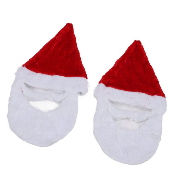 santa hat with beard xmas holiday hat santa hat adult xmas hat with beard 2pcs Carousel 2
