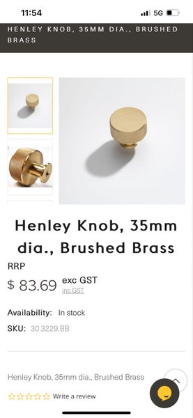 Solid Brass Henley cabinetry Knobs x 13 Carousel 4