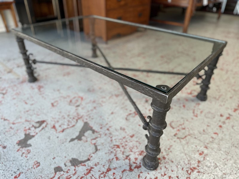 A Quality Bronze Patinated Frame Glass Topped Coffee Table Carousel 1