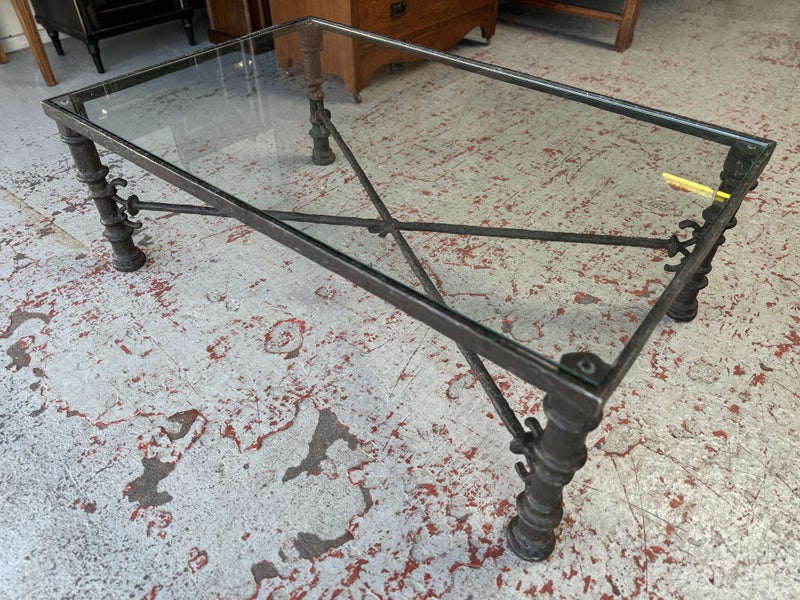 A Quality Bronze Patinated Frame Glass Topped Coffee Table Carousel 20