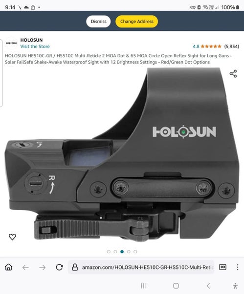 HOLOSUN ELITE HE510C-GR, REFLEX OPTIC - $685 + SHIPPING - "THE OPTIC"62863239211393113