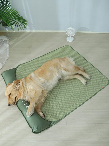 Size 80*65cm Dog Cooling Mat Breathable Portable Rattan Bed Pet Summer Sleeping Carousel 4
