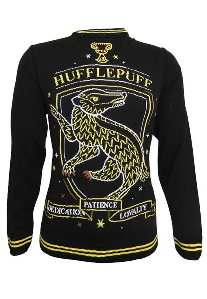 Harry Potter Christmas Jumper Hufflepuff Crest new Official Unisex Ugly Sweater Carousel 1