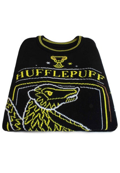 Harry Potter Christmas Jumper Hufflepuff Crest new Official Unisex Ugly Sweater Carousel 2