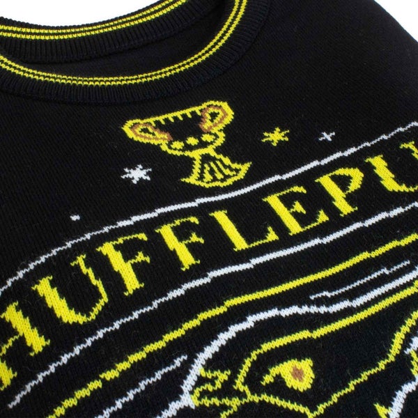 Harry Potter Christmas Jumper Hufflepuff Crest new Official Unisex Ugly Sweater Carousel 4