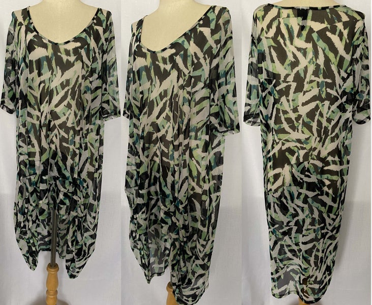 *TS14+* STRETCH KNIT SEMI SHEER MESH LAYERING DRESS PLUS SIZE (S/M) Carousel 1