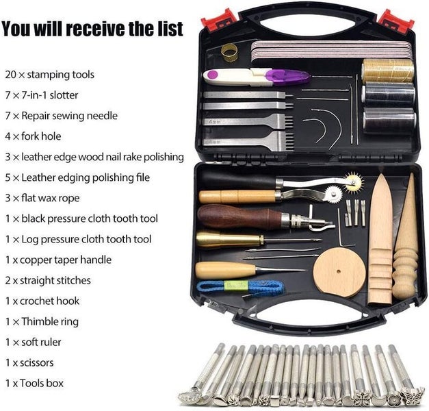 59pcs Leather Repair Stitching Carving Sewing Working Craft Tools Kit 2039001 Carousel 8