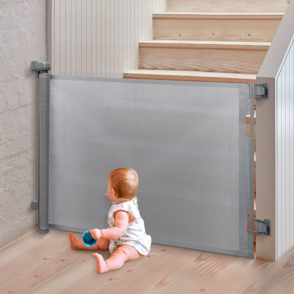 Baby retractable gate Grey Carousel 1