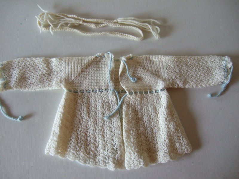 Two lovely, Vintage, Babies Hand Knitted Matinee Jackets and bootees Carousel 2