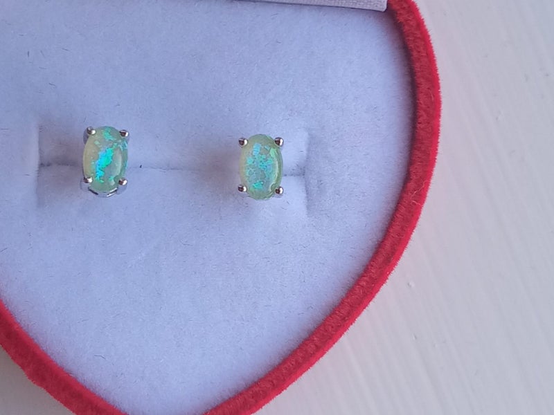 Genuine green opal studs , New! Carousel 2