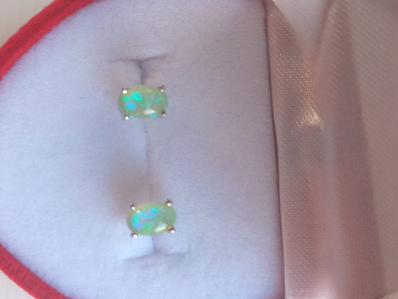 Genuine green opal studs , New! Carousel 1