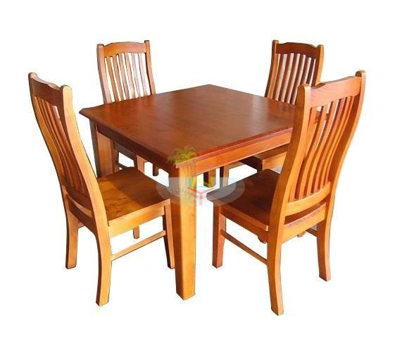PurePine# NZ Pine Dining Suite | 1M Square Table&4 Chairs | Pine color| TR Carousel 1