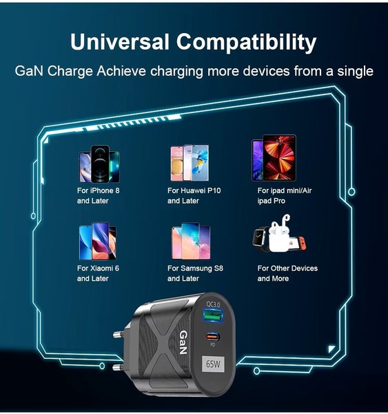 Rocket 65W Gan Charger PD 33W Fast Charger QC 3.0 USB Carousel 2