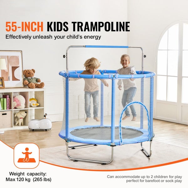 New 55" Trampoline for Kids Mini Toddler Trampoline with Net Indoor Outdoor Carousel 2