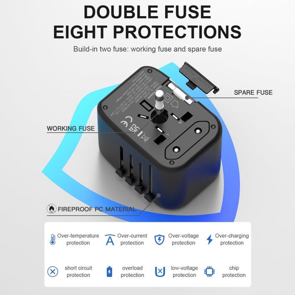 Universal Travel Adapter Worldwide Plug Adaptor NEW Carousel 2
