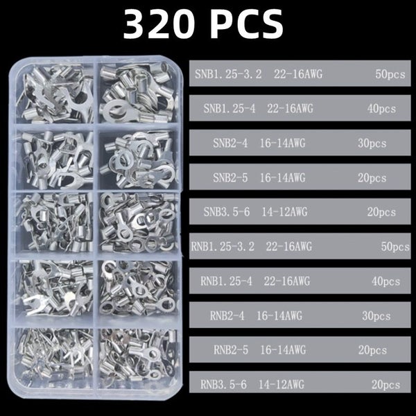 Crimp Terminal + Pliers Cold Pressed Terminal U Shaped O Shaped Wire 320pcs Carousel 2