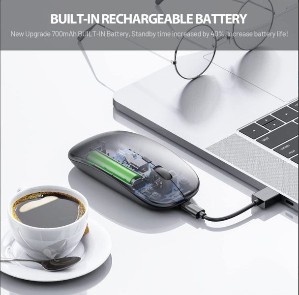 INPHIC M1P Silent Wireless Mouse Ultra Slim Battery Level Visible, Black Carousel 2