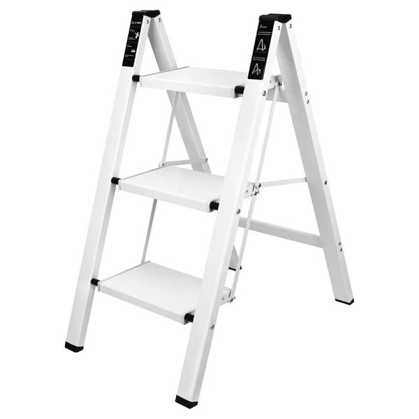 3 Step Ladder Portable Folding Pedal Anti-Slip Step Stool Aluminum 150KG Library Carousel 1