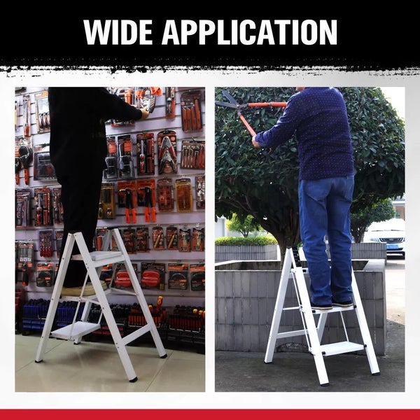 3 Step Ladder Portable Folding Pedal Anti-Slip Step Stool Aluminum 150KG Library Carousel 7