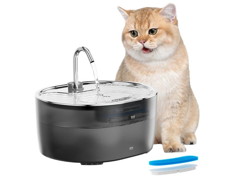 3.2L Cat Water Fountain Dog Bowl Automatic Pet Dispenser Auto Water Dish Grey Carousel 1