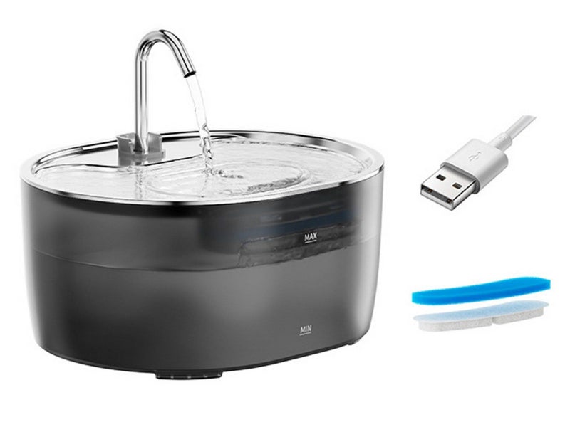 3.2L Cat Water Fountain Dog Bowl Automatic Pet Dispenser Auto Water Dish Grey Carousel 2