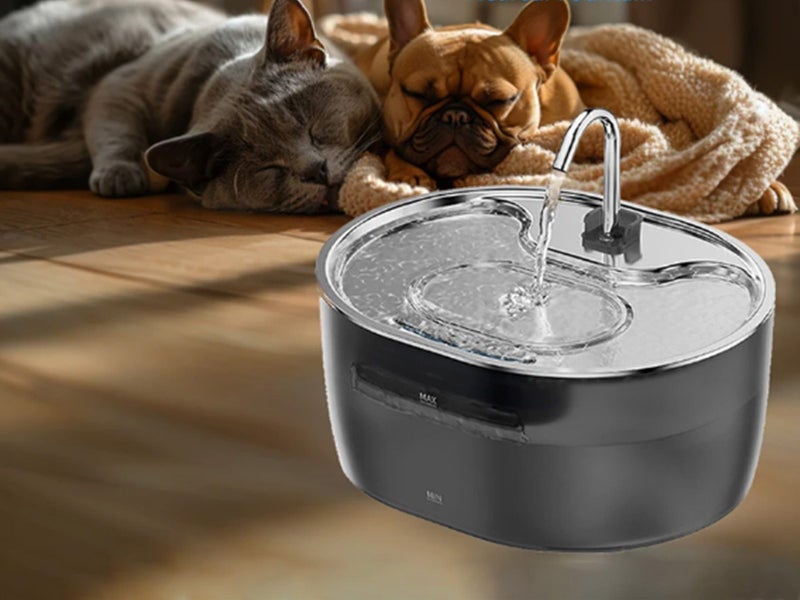 3.2L Cat Water Fountain Dog Bowl Automatic Pet Dispenser Auto Water Dish Grey Carousel 6